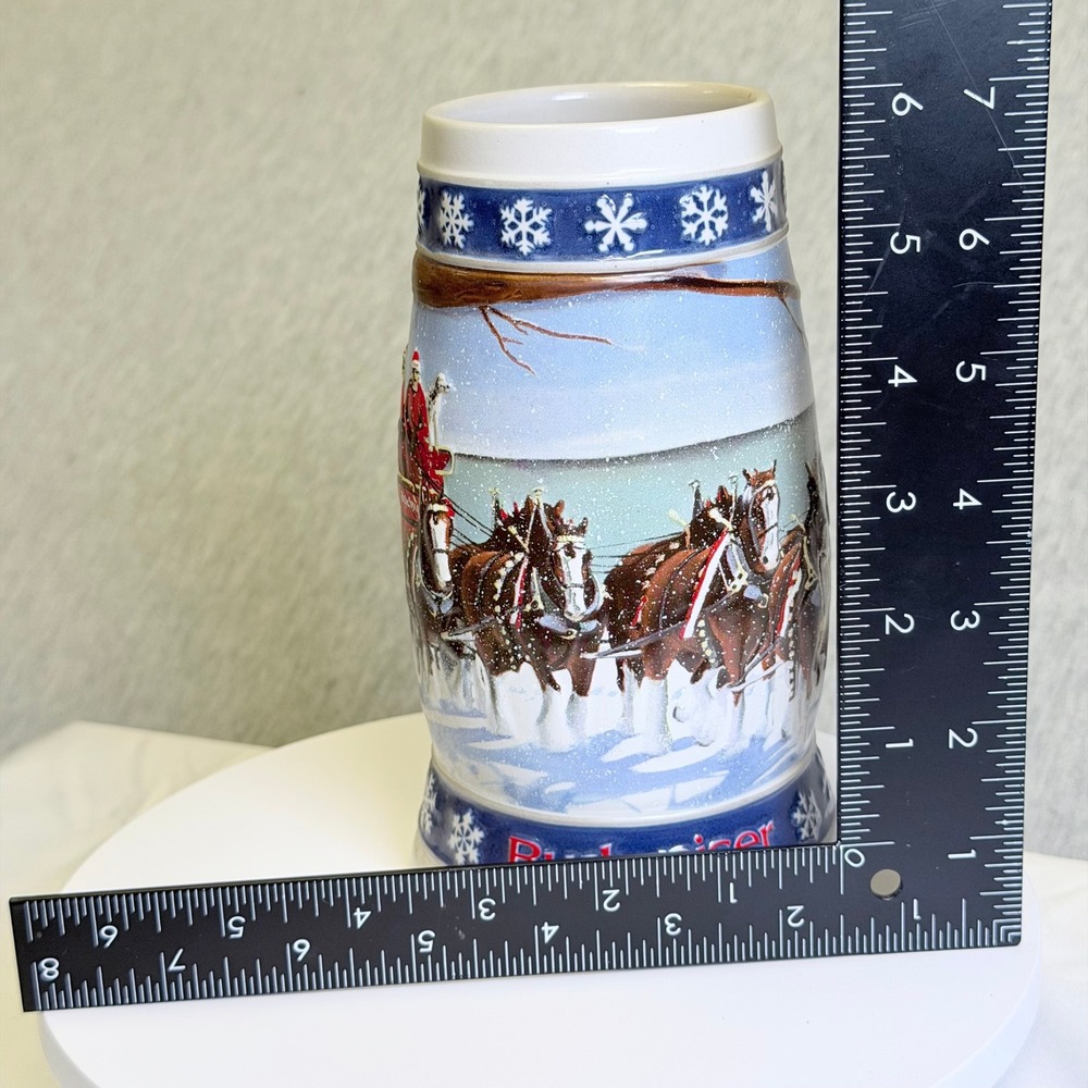 1995 Budweiser Holiday Stein Lighting the Way Home Clydesdale Christmas Mug CS24 - Picture 6 of 6